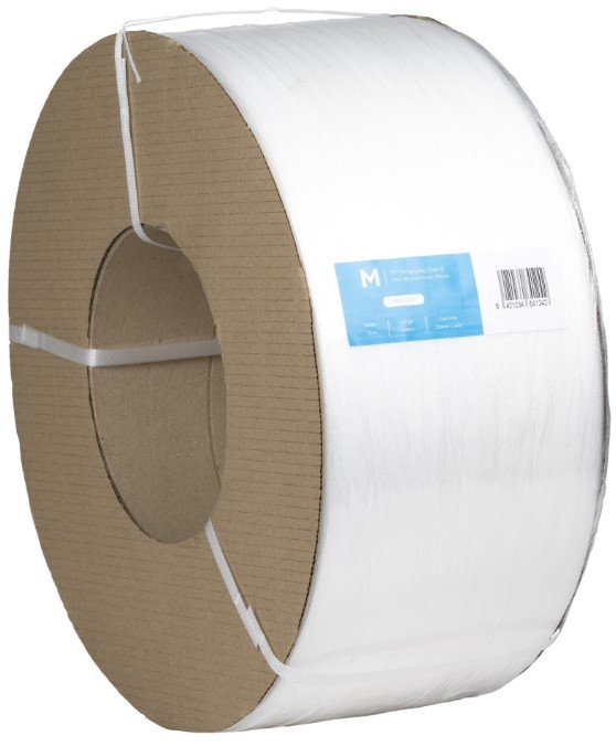 PP Machine Strapping Band - White, 5mm x 7000m x 0.65mm, 55kgf (1)     