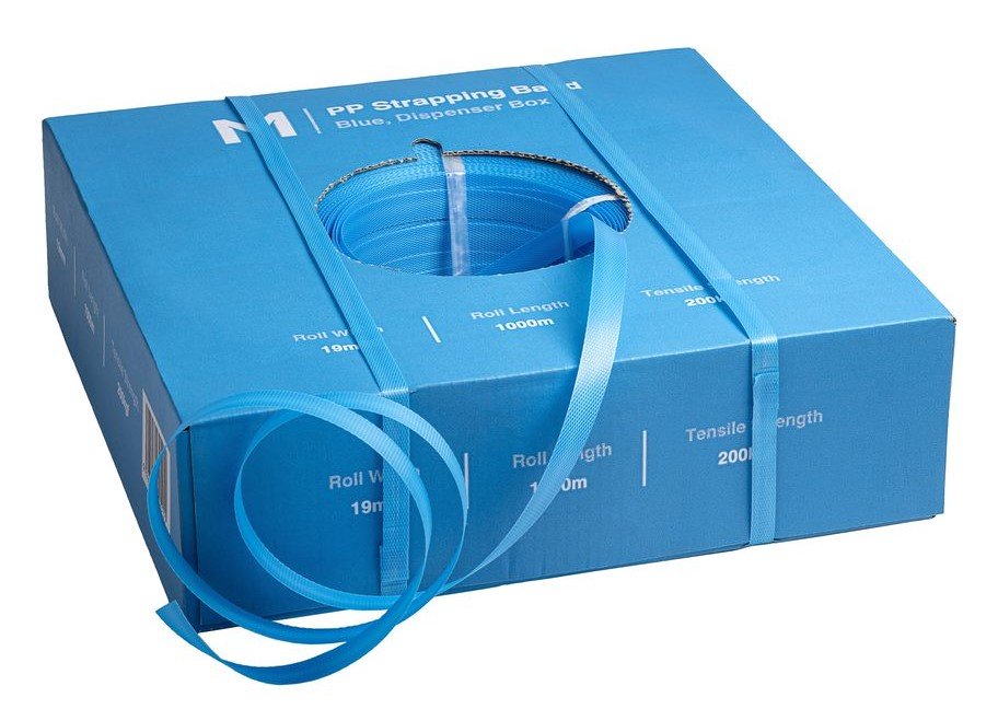 [LMD11300] PP Hand Strapping Band - Blue, 19mm x 1000m x 0.65mm, 200kgf (1)             