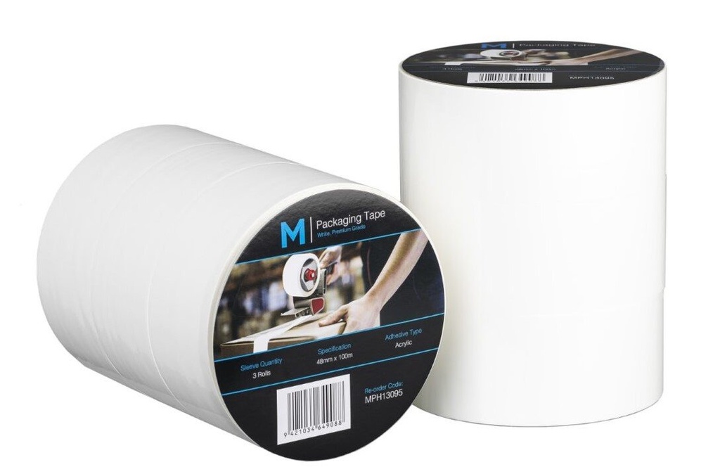 Premium Acrylic Packaging Tape - White, 48mm x 100m x 55mu (36) 