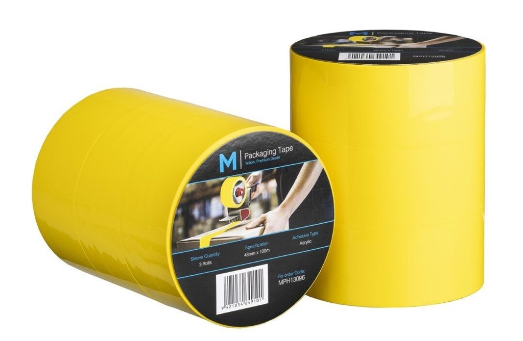 Premium Acrylic Packaging Tape - Yellow, 48mm x 100m x 55mu (36) 
