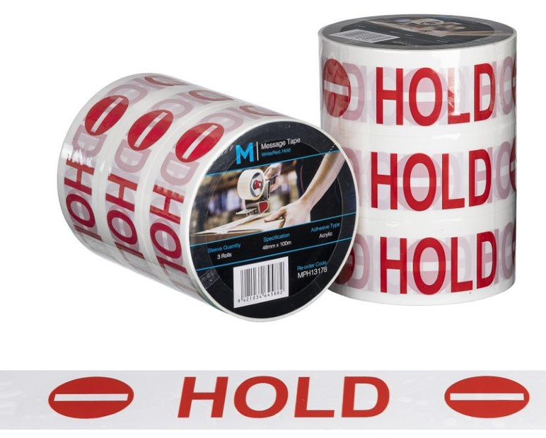 [LMD13178] Message Tape Hold - White/Red, 48mm x 100m x 50mu (36)