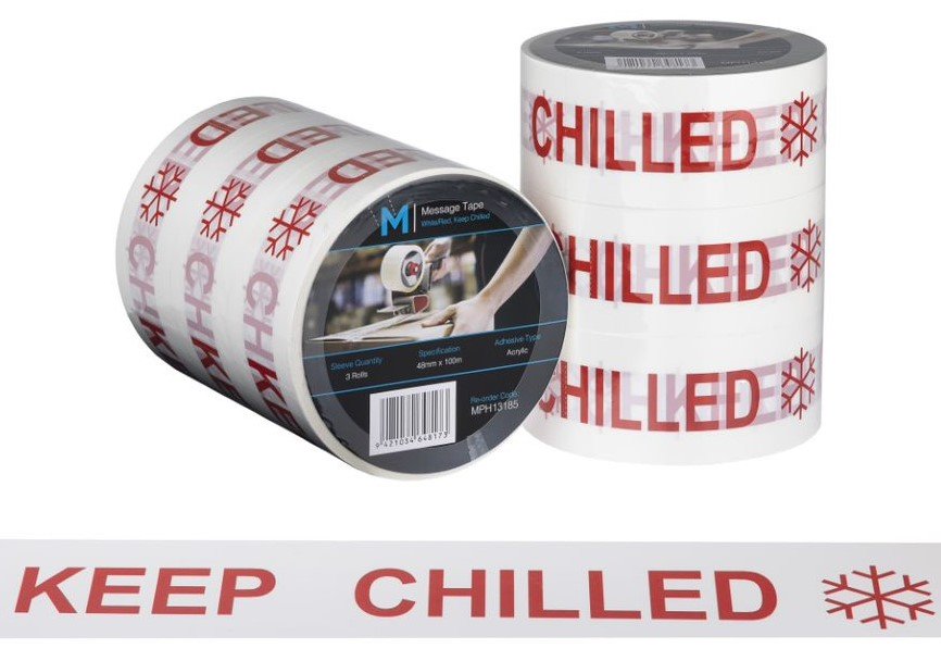 [LMD13185] Message Tape Keep Chilled - White/Red, 48mm x 100m x 50mu (36)