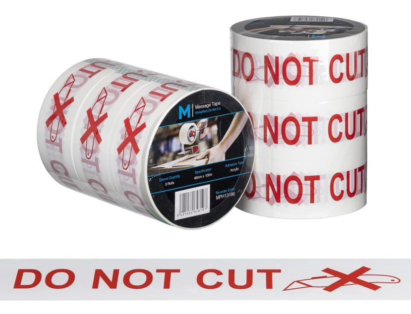 [LMD13186] Message Tape Do Not Cut - White/Red, 48mm x 100m x 50mu (36)