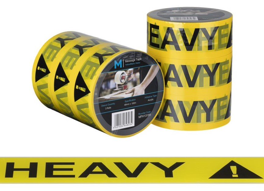 [LMD13189] Message Tape Heavy - Yellow/Black, 48mm x 100m x 50mu (36)