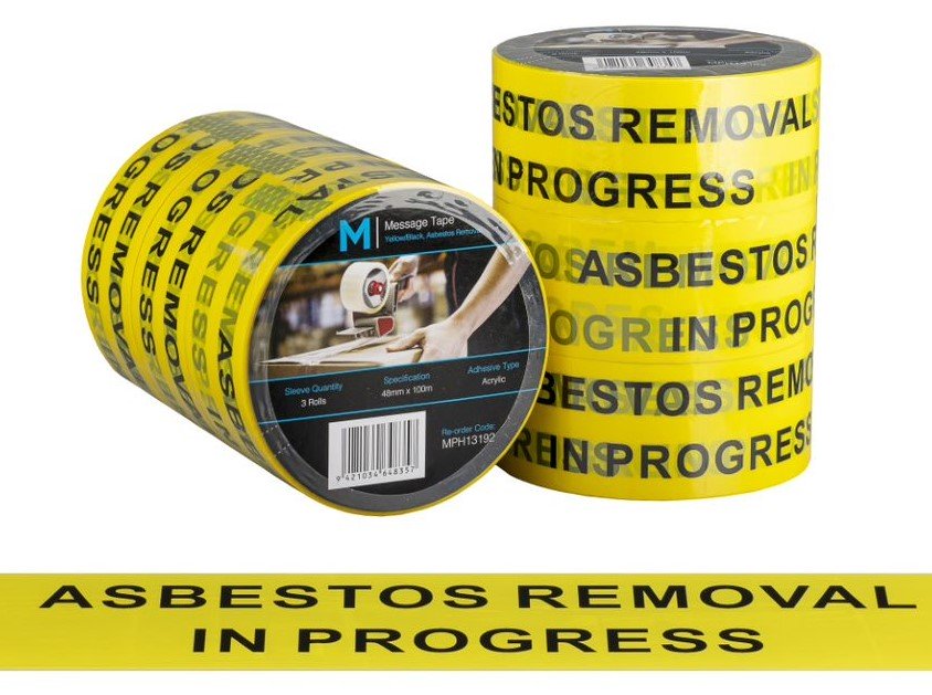 [LMD13192] Message Tape Asbestos Removal - Yellow/Black, 48mm x 100m x 50mu (36)           