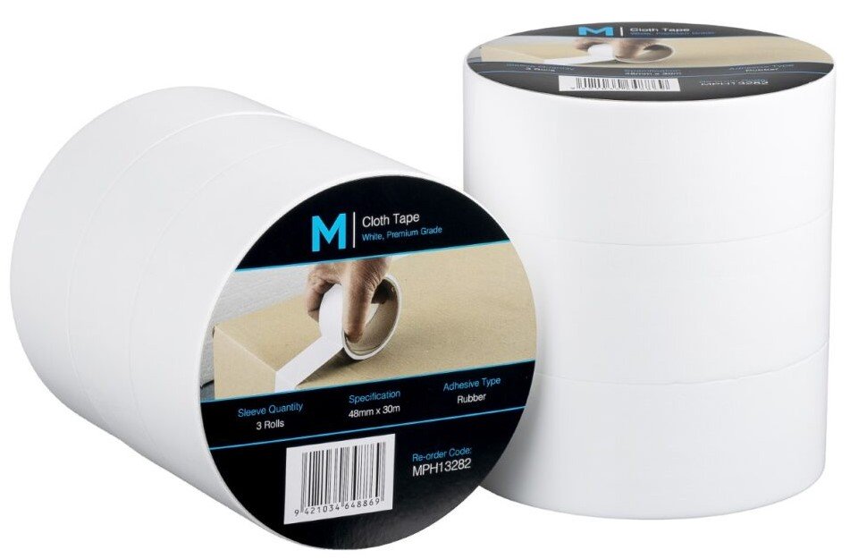 [LMD13282] Premium Cloth Tape - White, 48mm x 30m x 250mu (36)