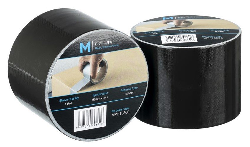 [LMD13300] Premium Cloth Tape - Black, 96mm x 30m x 250mu (12)