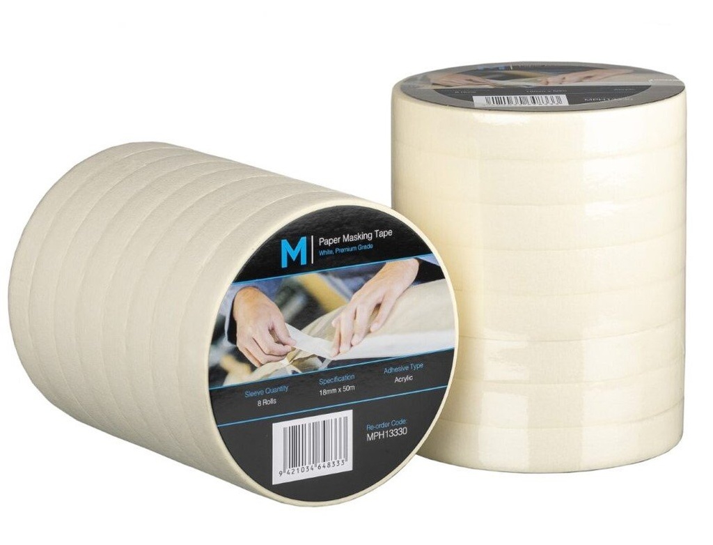 General Purpose Masking Tape - Cream, 18mm x 50m x 130mu (96) *2 Day Removal