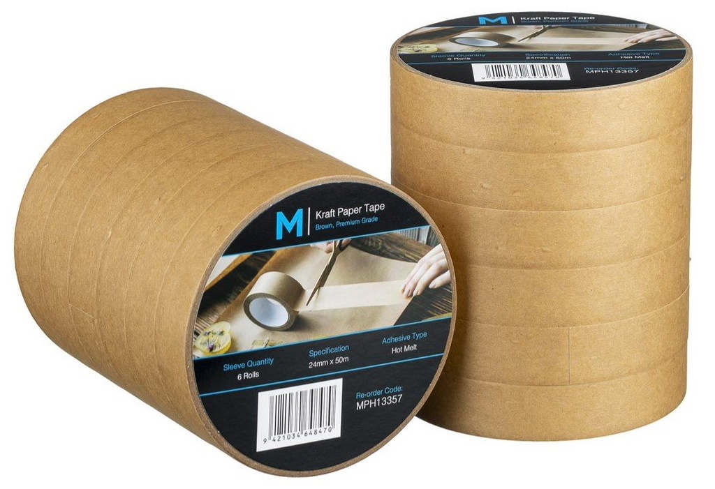 Kraft Paper Packaging Tape - Tan, 24mm x 50m x 125mu (72) 