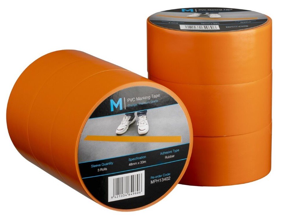 [LMD13402] PVC Floor Marking Tape - Orange, 48mm x 33m x 150mu (18)