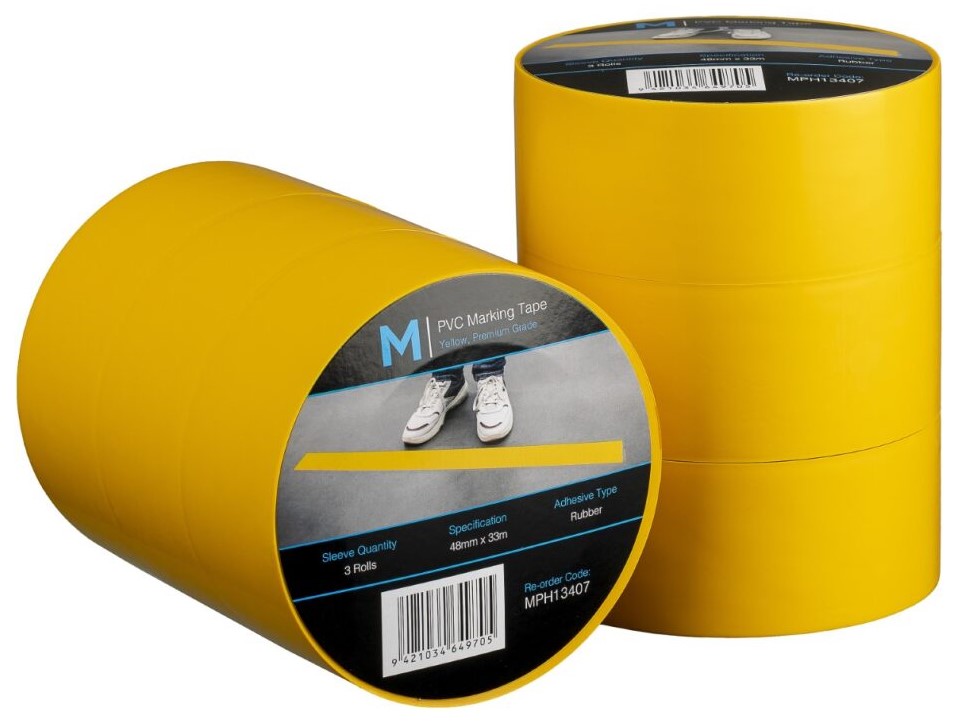 [LMD13407] PVC Floor Marking Tape - Yellow, 48mm x 33m x 150mu (18)