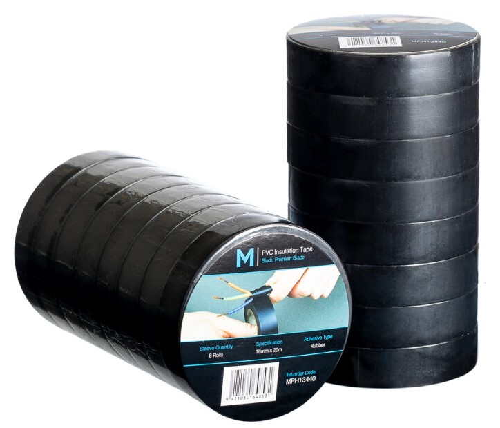 PVC Electrical Insulation Tape - Black, 18mm x 20m x 180mu (96)