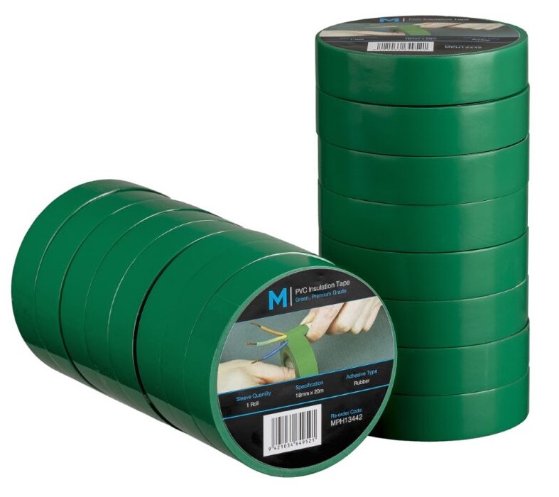 [LMD13442] PVC Electrical Insulation Tape - Green, 18mm x 20m x 180mu (96)