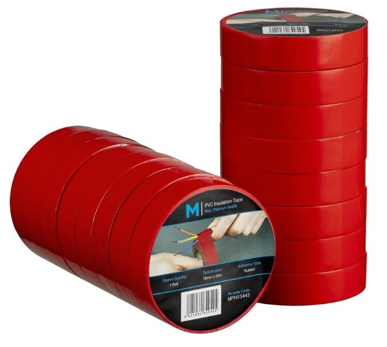 [LMD13443] PVC Electrical Insulation Tape - Red, 18mm x 20m x 180mu (96)