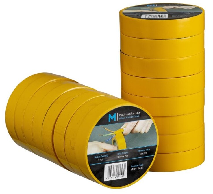 [LMD13444] PVC Electrical Insulation Tape - Yellow, 18mm x 20m x 180mu (96)