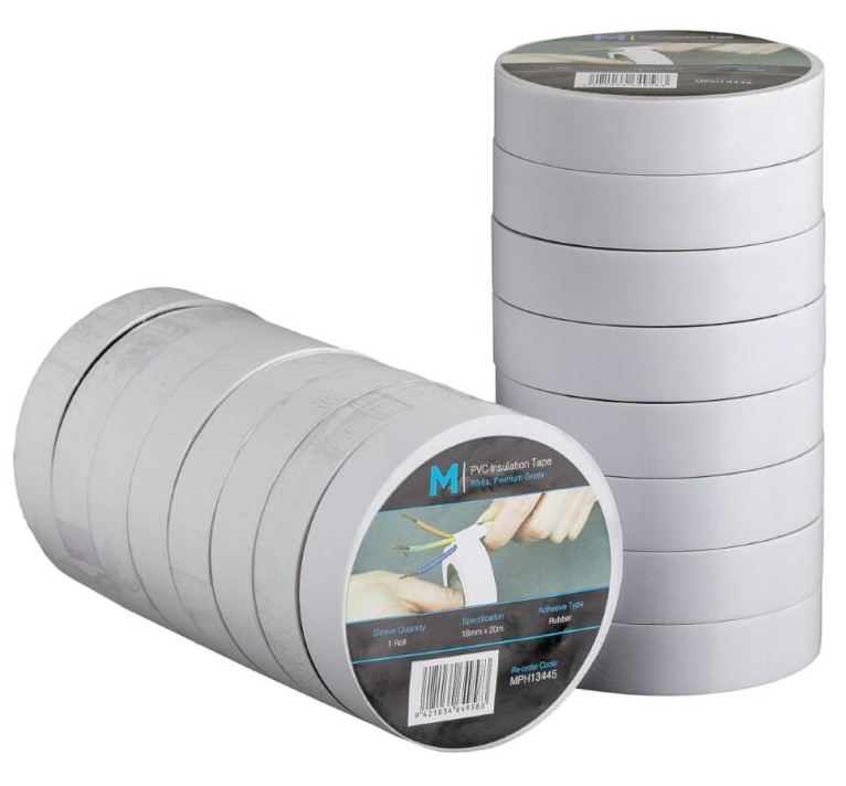 [LMD13445] PVC Electrical Insulation Tape - White, 18mm x 20m x 180mu (96)