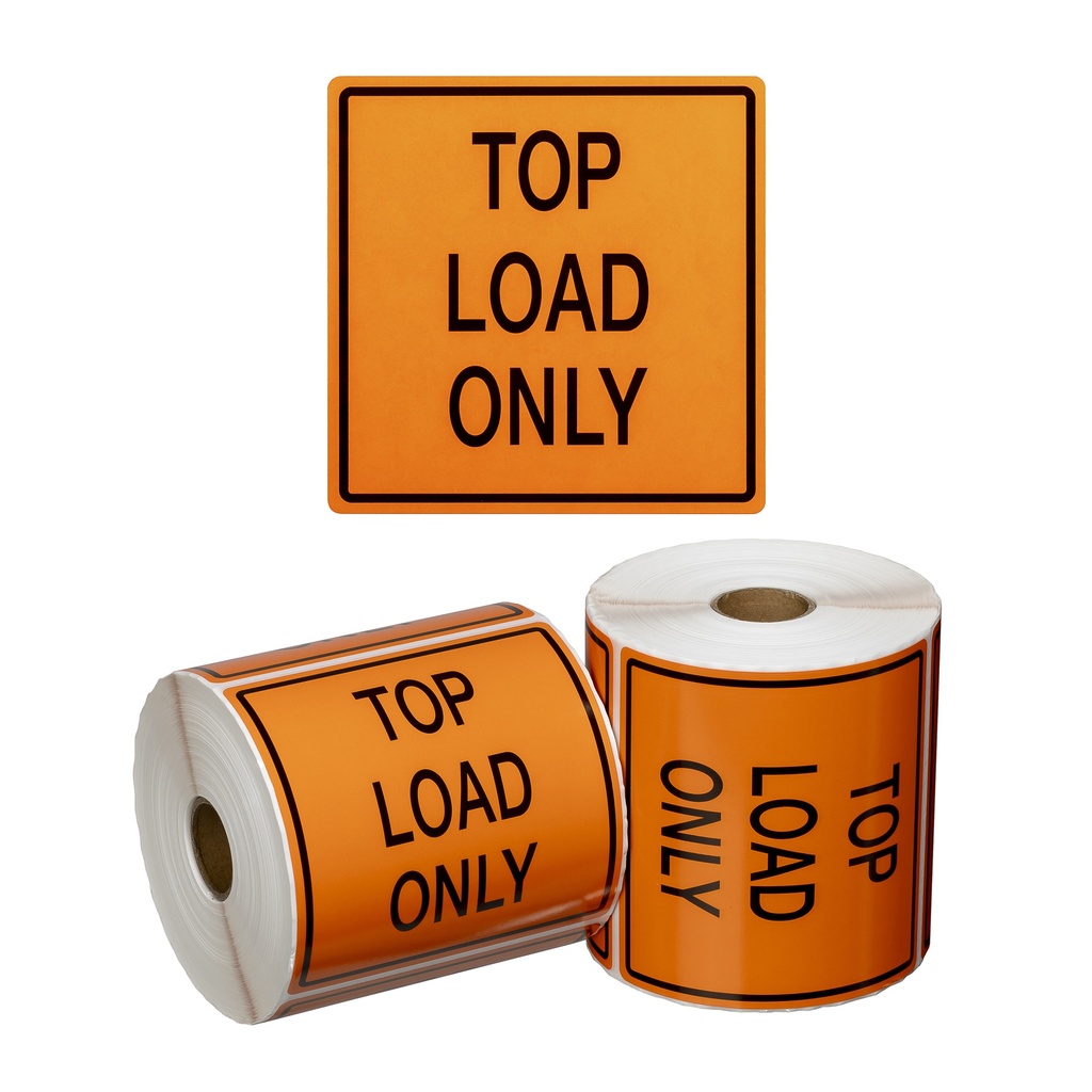Handling Label Top Load Only - Orange/Black, 99mm x 99mm (500)