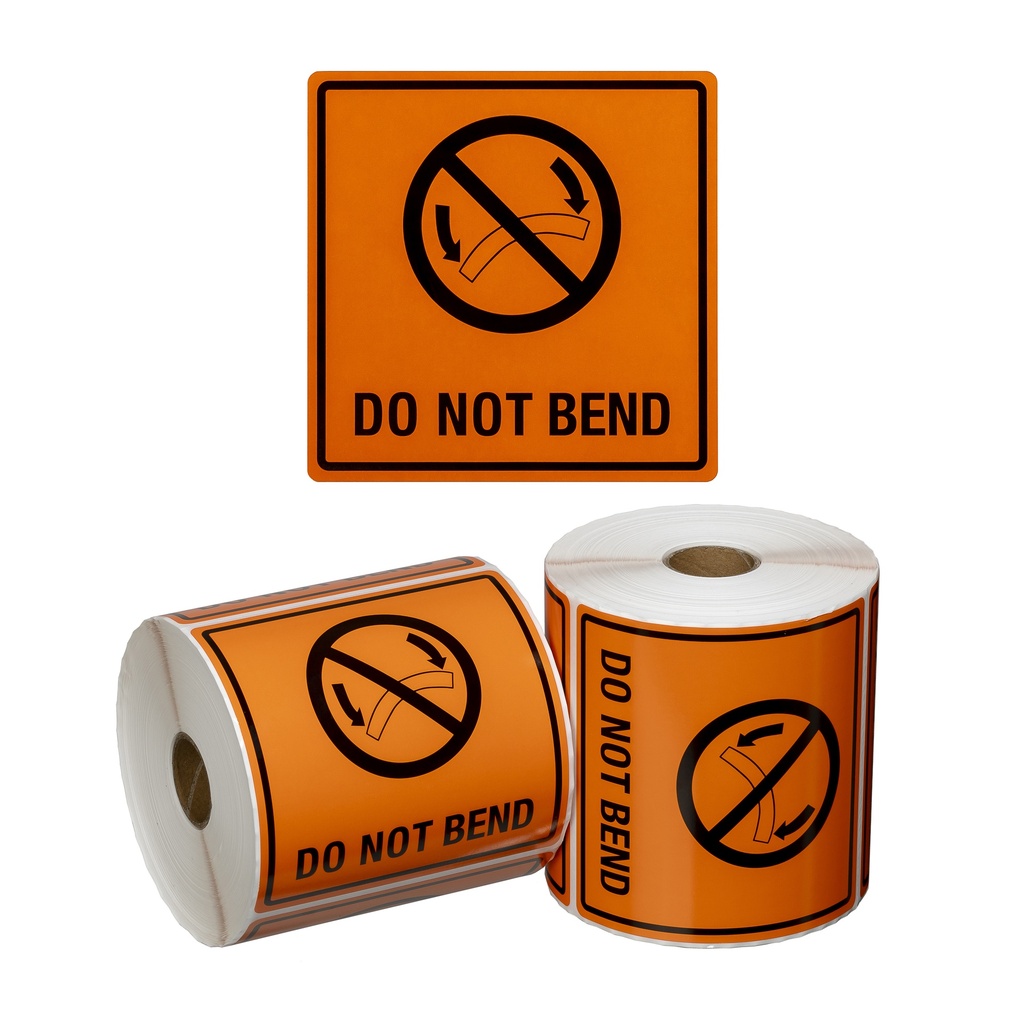 Handling Label Do Not Bend - Orange/Black, 99mm x 99mm (500) 