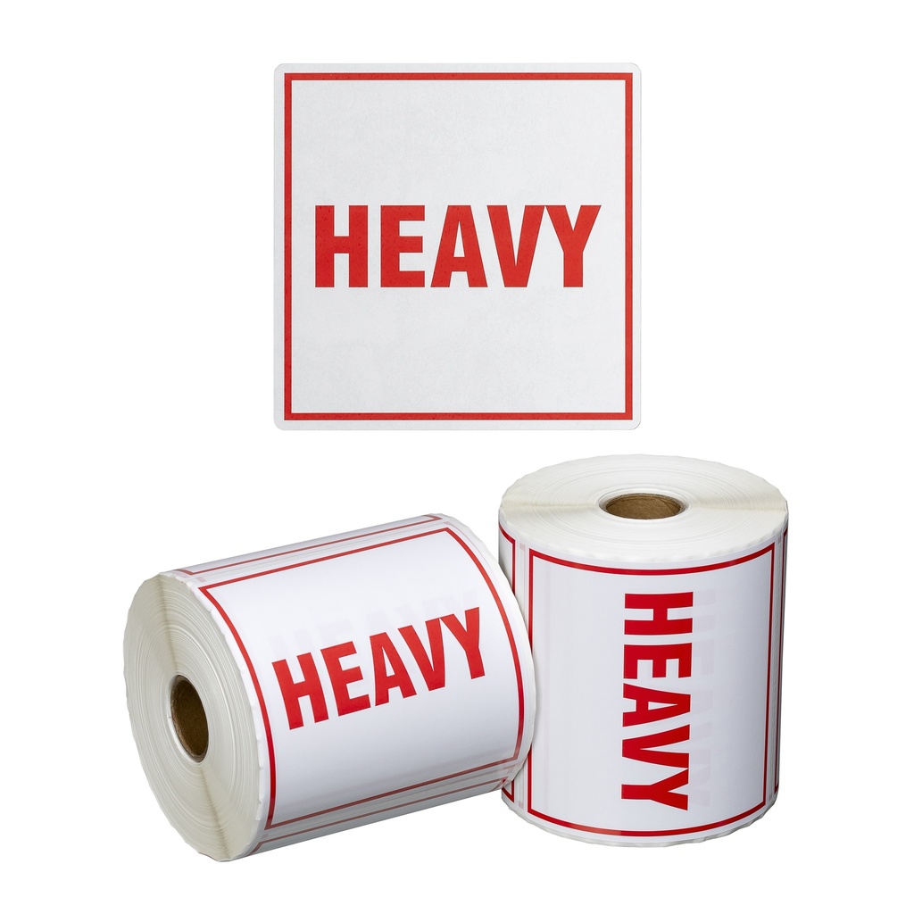 Handling Label Heavy - White/Red, 99mm x 99mm (500)