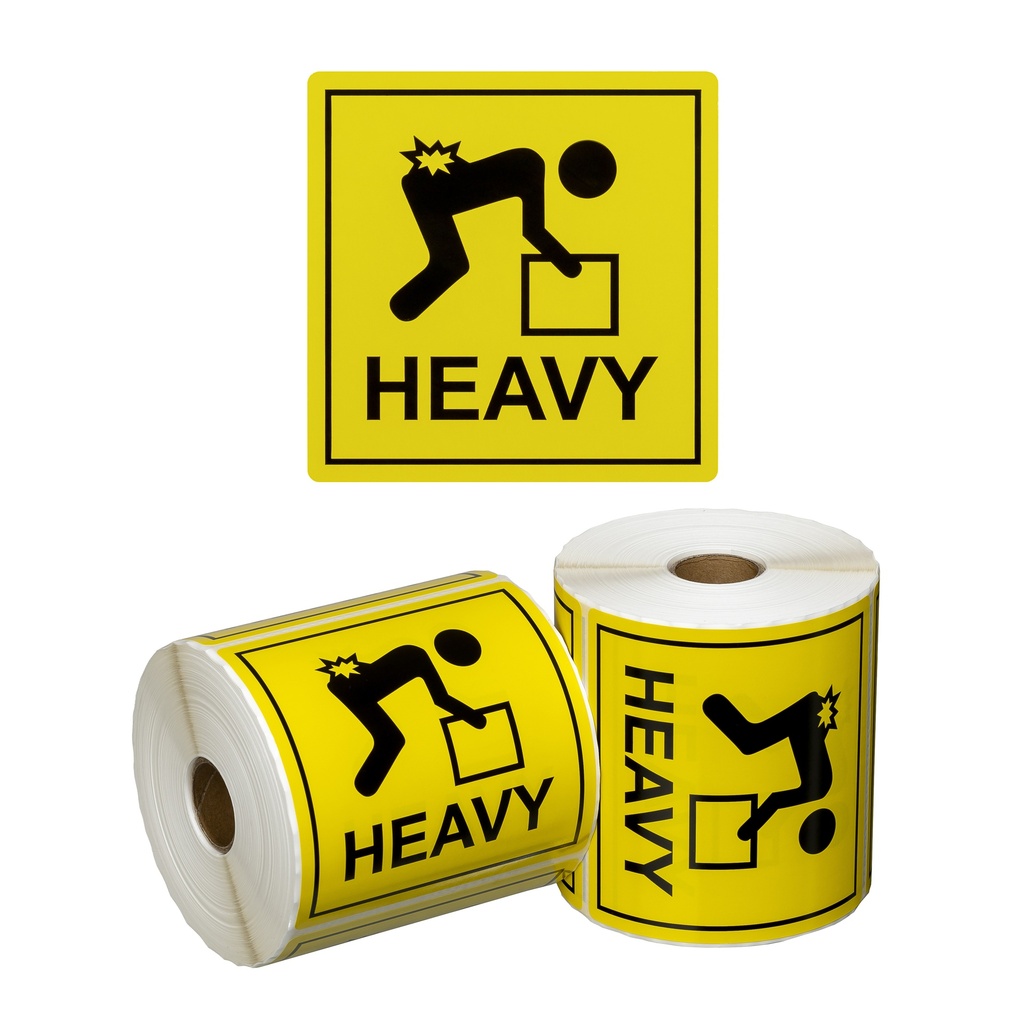 Handling Label Heavy - Yellow/Black, 99mm x 99mm (500)