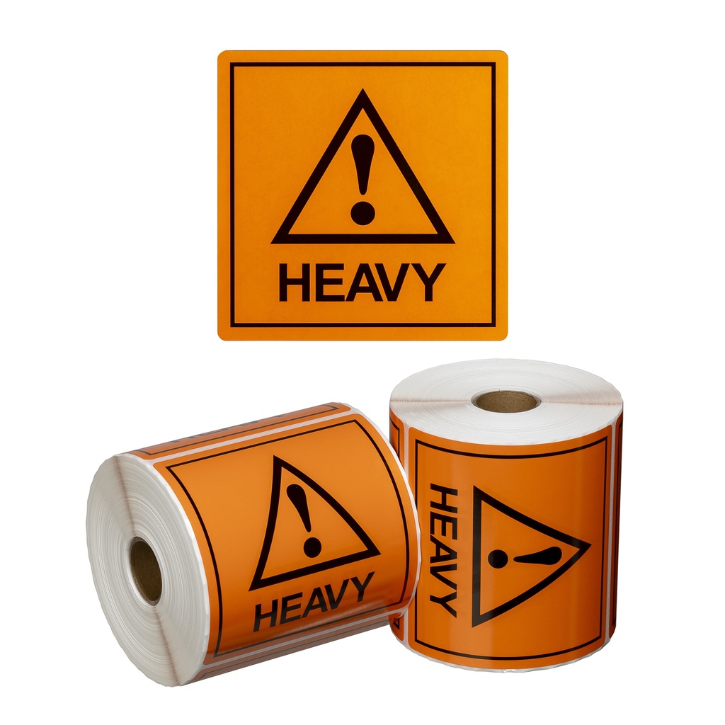 Handling Label Heavy - Orange/Black, 99mm x 99mm (500)