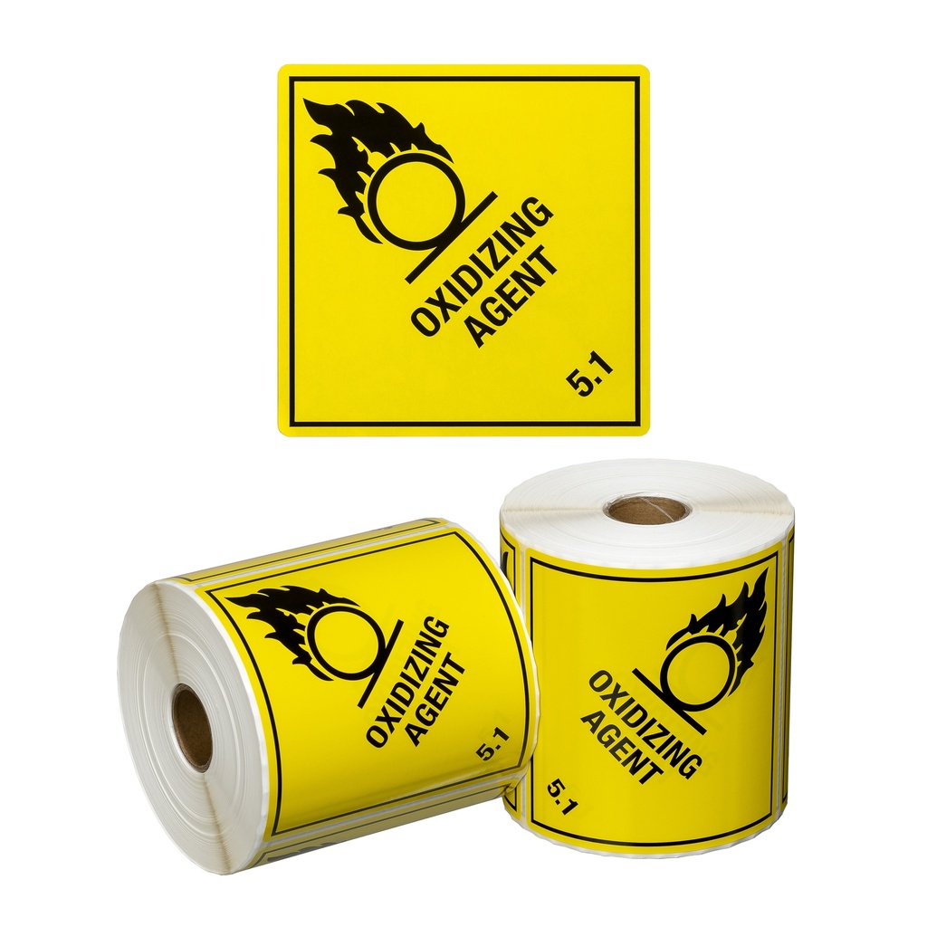 DG Label Oxidizing Agent 5.1 - Yellow/Black, 99mm x 99mm (500) 