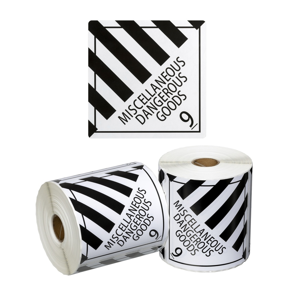 [LMD15360] DG Label Miscellaneous Dangerous Goods 9 - White/Black, 99mm x 99mm (500)
