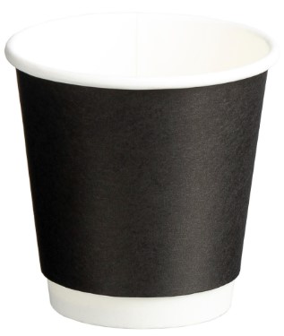 [LMD16070] Double Wall PE Paper Cups - Black, 6oz, 230ml (500) *80mm Diameter