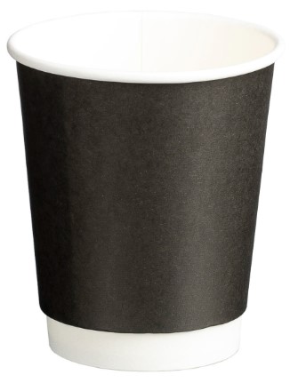 Double Wall Universal PE Paper Cups - Black, 8oz, 280ml (1000) *90mm Diameter