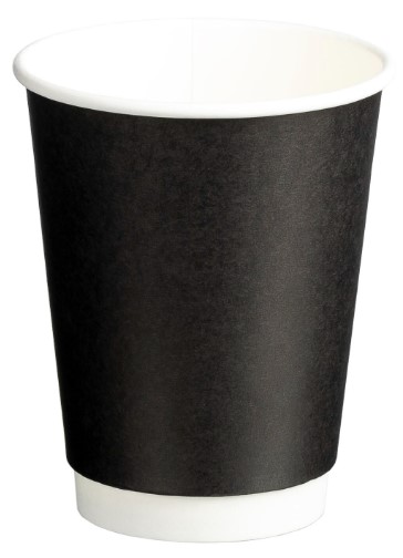 [LMD16080] Double Wall PE Paper Cups - Black, 12oz, 390ml (500) *90mm Diameter