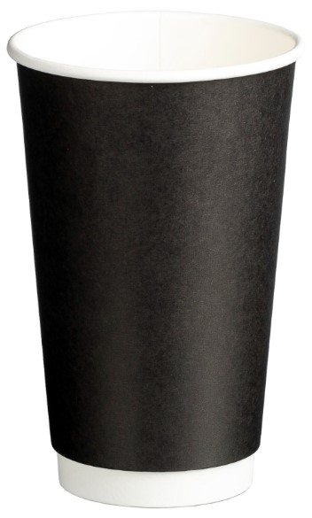 Double Wall PE Paper Cups - Black, 16oz, 510ml (500) *90mm Diameter