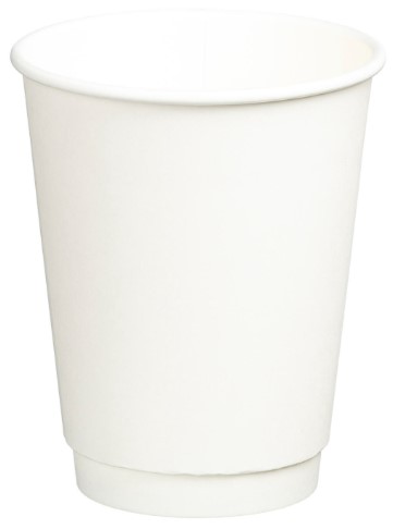 [LMD16105] Double Wall PE Paper Cups - White, 12oz, 390ml (500) *90mm Diameter