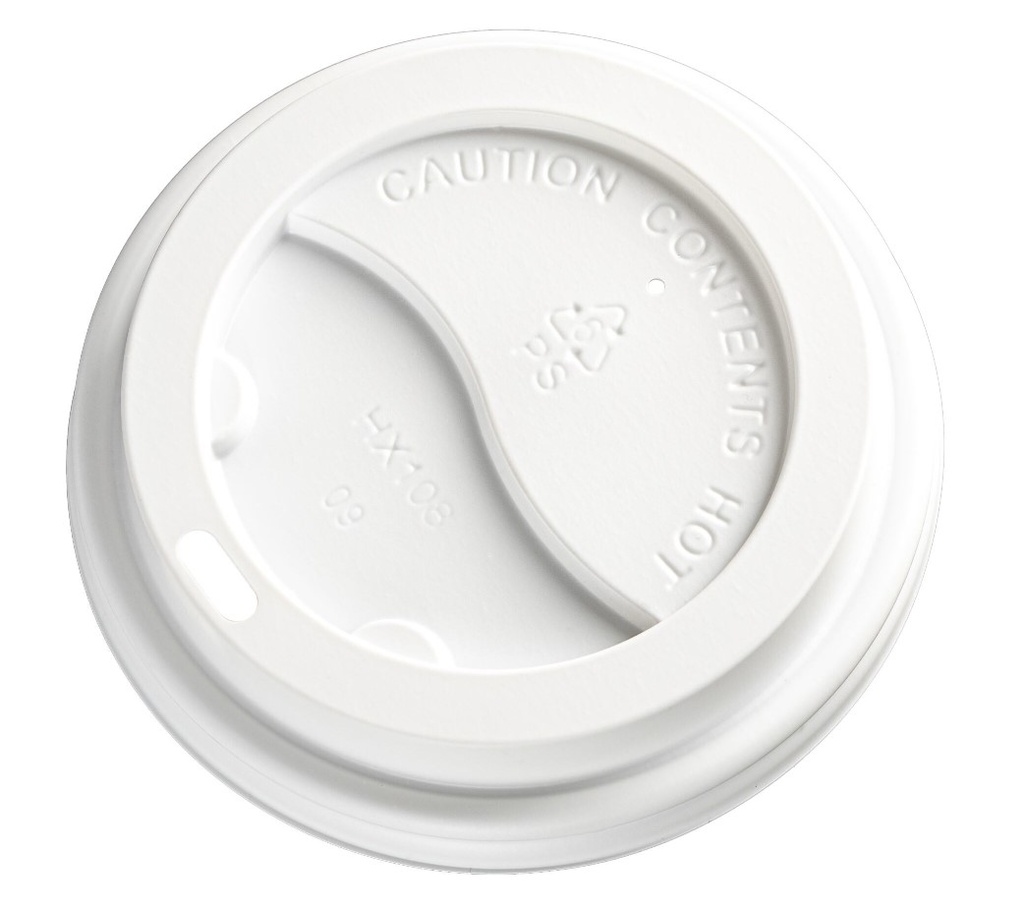[LMD16234] PS Plastic Cup Lids - White, 80mm Diameter (1000)