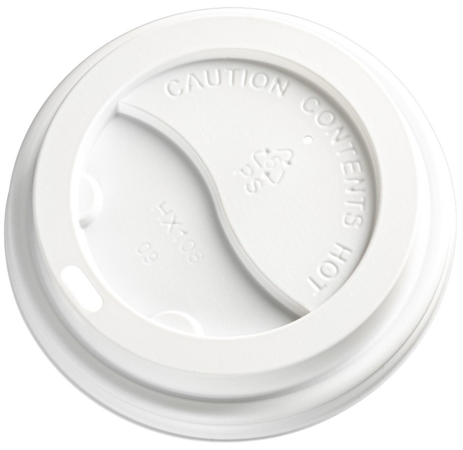 [LMD16235] PS Plastic Cup Lids - White, 90mm Diameter (1000)