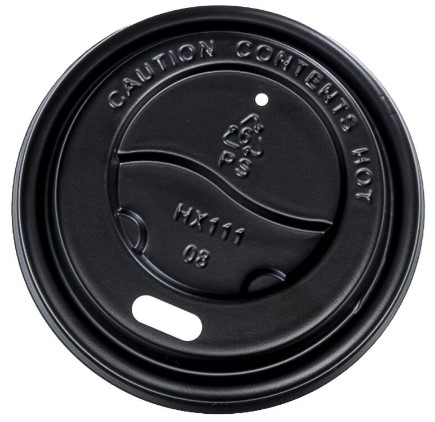 [LMD16238] PS Plastic Cup Lids - Black, 62mm Diameter (1000)