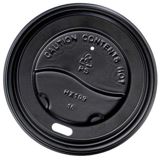 [LMD16239] PS Plastic Cup Lids - Black, 80mm Diameter (1000)