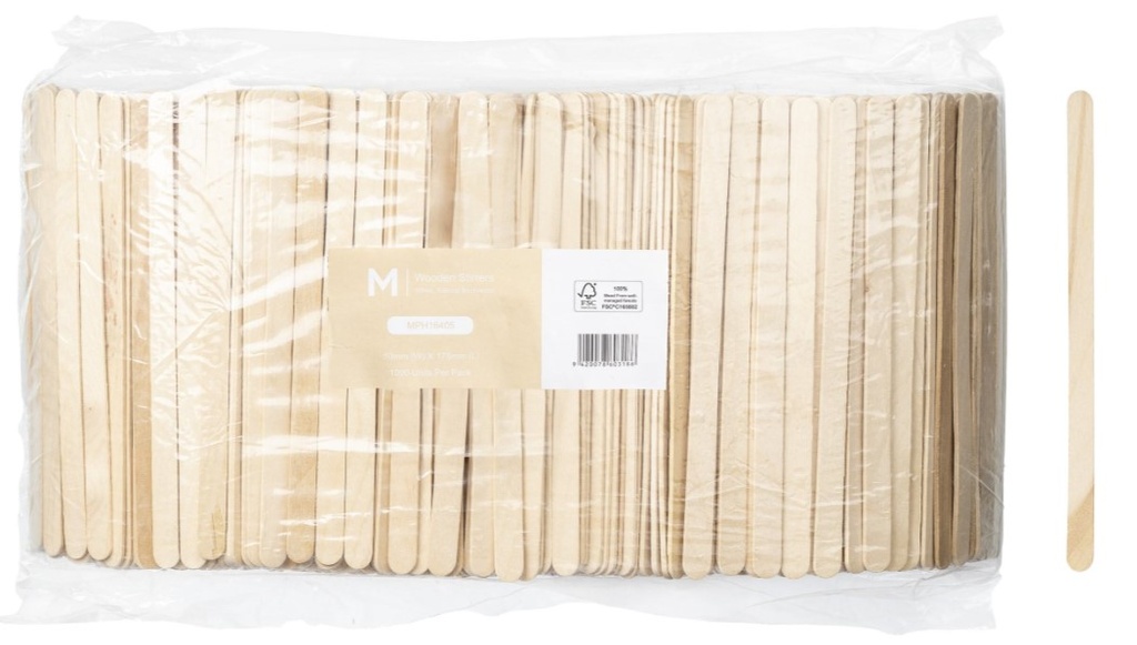 Wooden Beverage Stirrer Sticks - Natural, 10mm x 175mm Long, FSC 100%® (1000) 