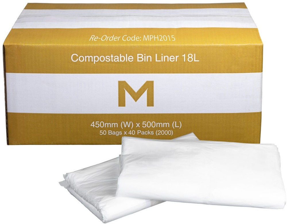 [LMD2015] FP Compostable Bin Liner 18L - White, 450mm x 500mm x 20mu (2000)