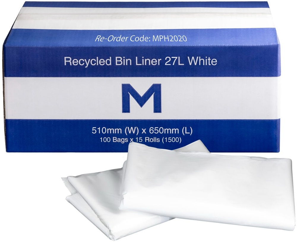 [LMD2020] FP Recycled Bin Liner 27L - White, 510mm x 650mm x 20mu (1500)