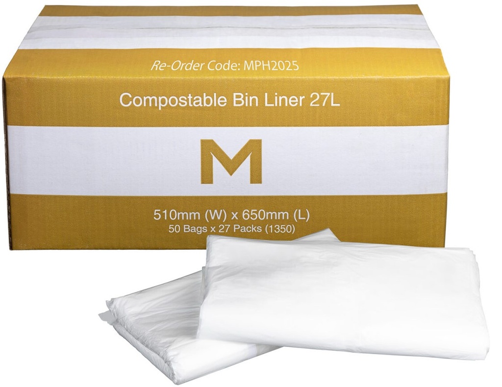 [LMD2025] FP Compostable Bin Liner 27L - White, 510mm x 650mm x 20mu (1350)