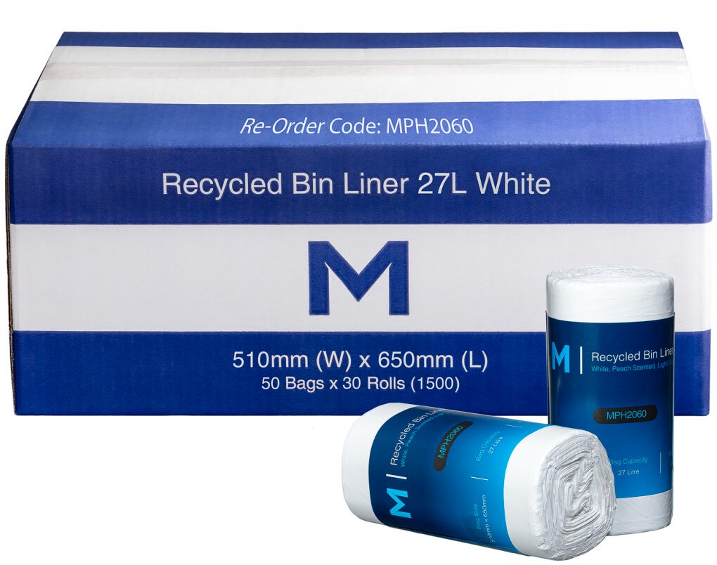 [LMD2060] POR Recycled Bin Liner 27L - White, 510mm x 650mm x 15mu (1500) *Peach Scented*