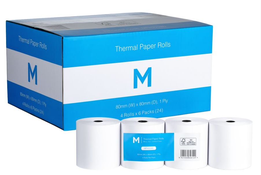 Thermal Paper Roll - White, 80mm x 80mm, 1 Ply, FSC Mix® (24) *Cash Register