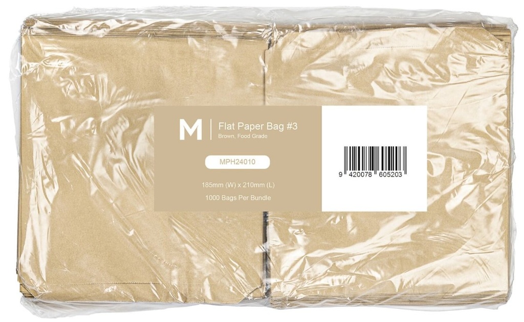 Paper Bag #3 - Brown, 185mm x 210mm, 40gsm (1000)