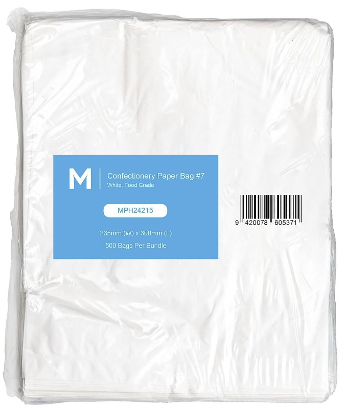 Confectionery Paper Bag #7 - White, 235mm x 300mm, 40gsm (500)