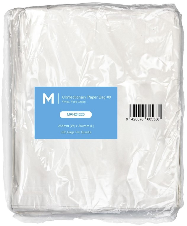 Confectionery Paper Bag #8 - White, 255mm x 300mm, 40gsm (500)
