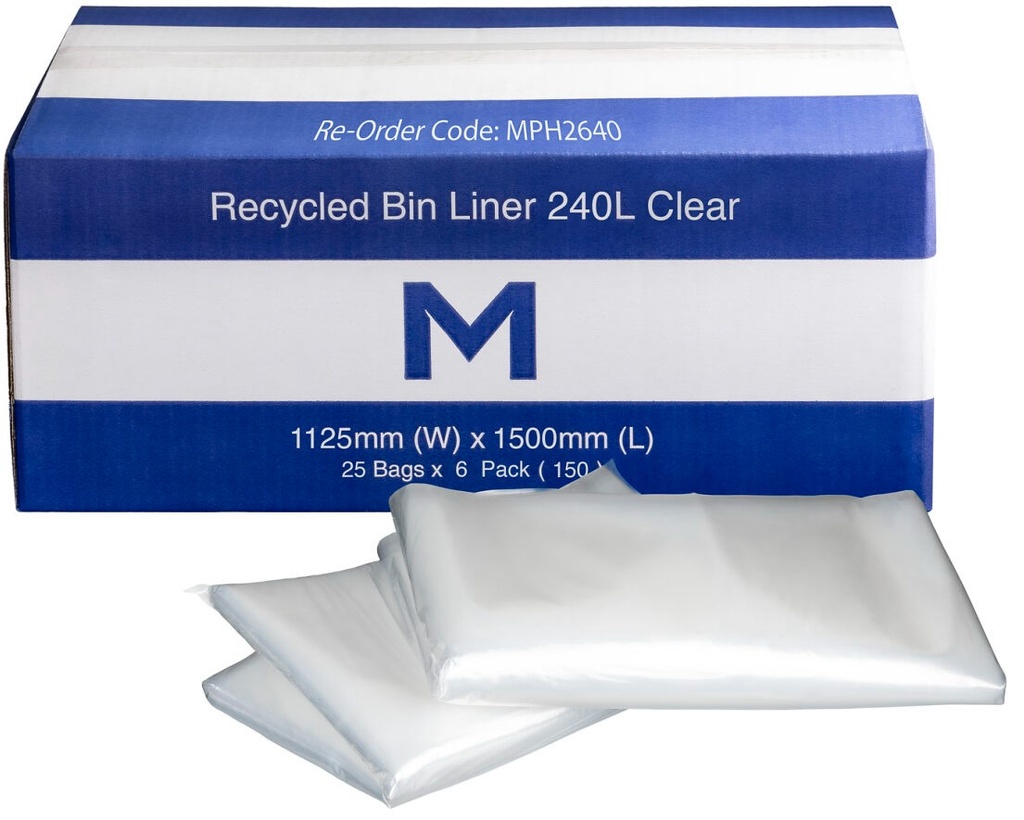 FP Recycled Bin Liner 240L - Clear, 1125mm x 1500mm x 30mu (150)