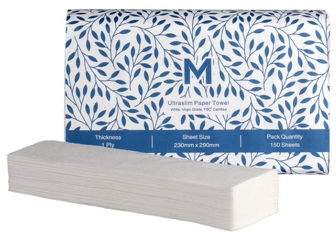 Ultraslim Paper Towel - White, 230mm x 290mm, 1 Ply, FSC Mix® (3000) 