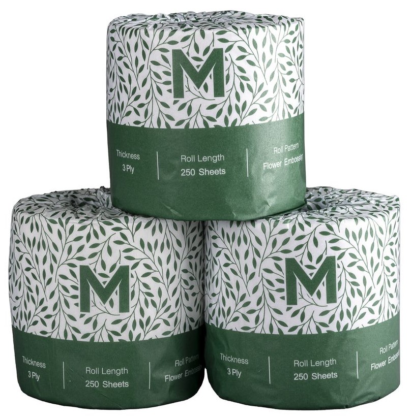 Recycled Wrapped Toilet Tissue Boxed - White, 3 Ply, 250 Sheets, FSC Recycled® (48)