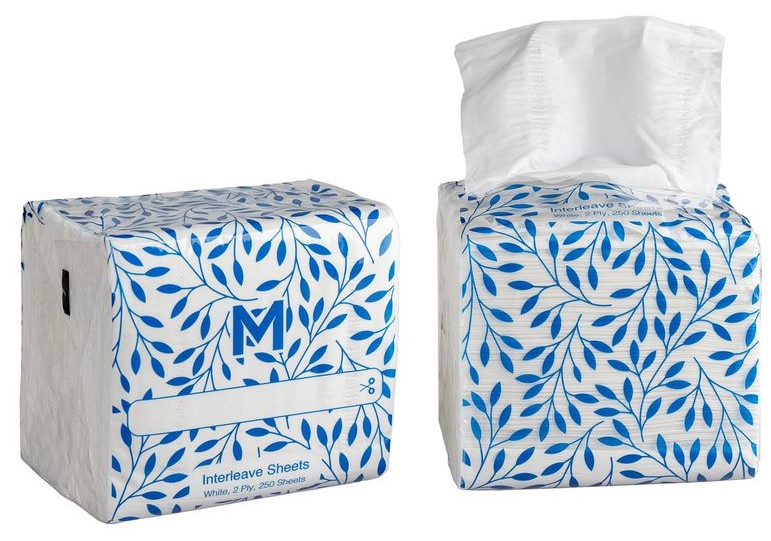 Interleave Toilet Tissue - White, 2 Ply, 250 Sheets, FSC Mix® (9000) *Dispenser Pack