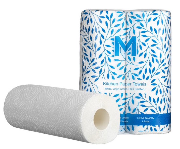 Kitchen Paper Towels - White, 272mm x 226mm, 2 Ply, 60 Sheets, FSC Mix® (12) *Perforated 
